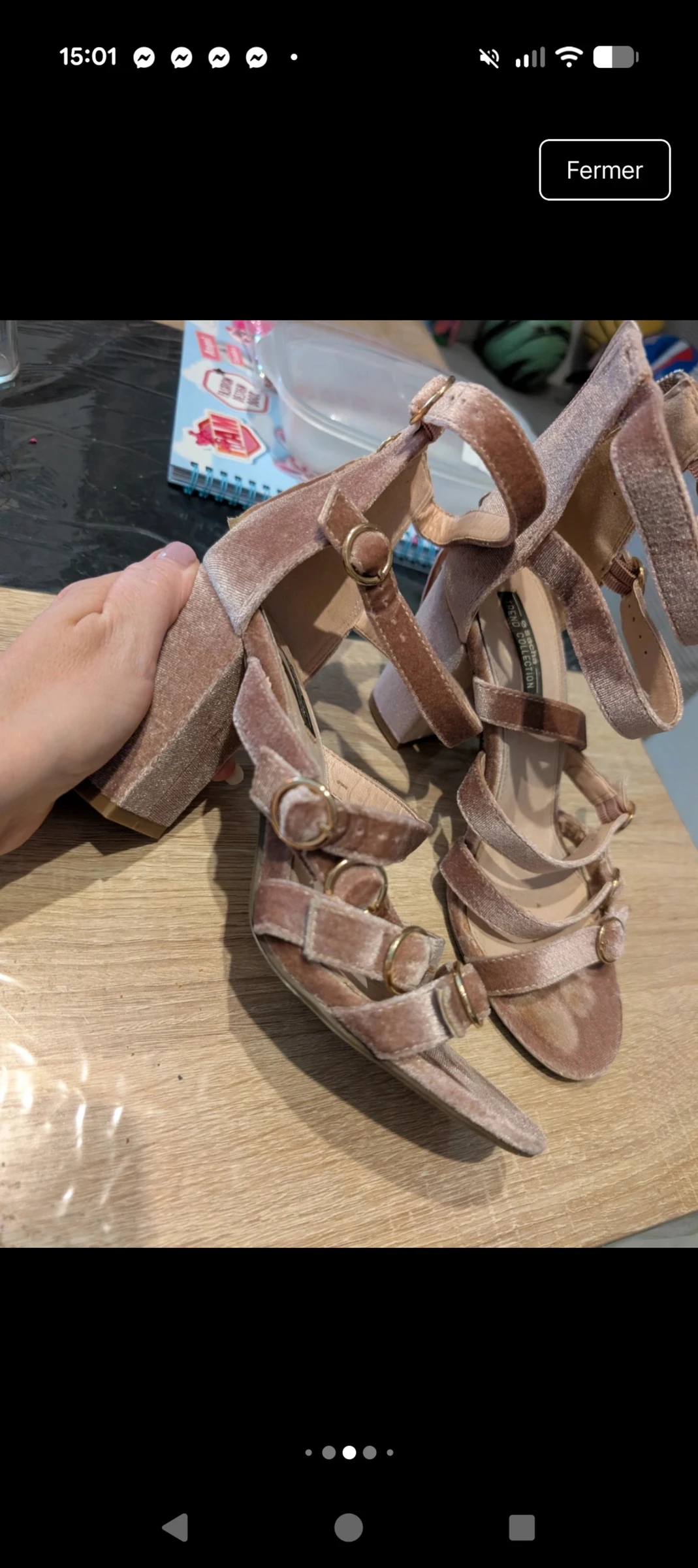 Magnifique Sandales à talons en velours rose poudré Sacha Trend Collection taille 37 – photo 6